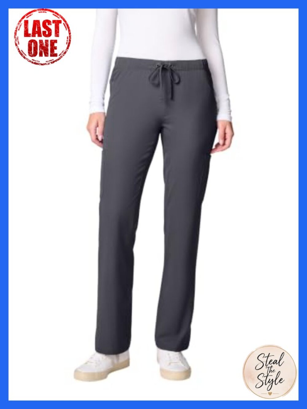 Wide Leg Scrub Pants Elastic Waist Drawstring Straight Leg Pockets